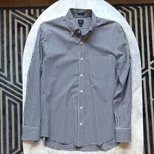 J. Crew White and Blue Casual Button Down Shirt